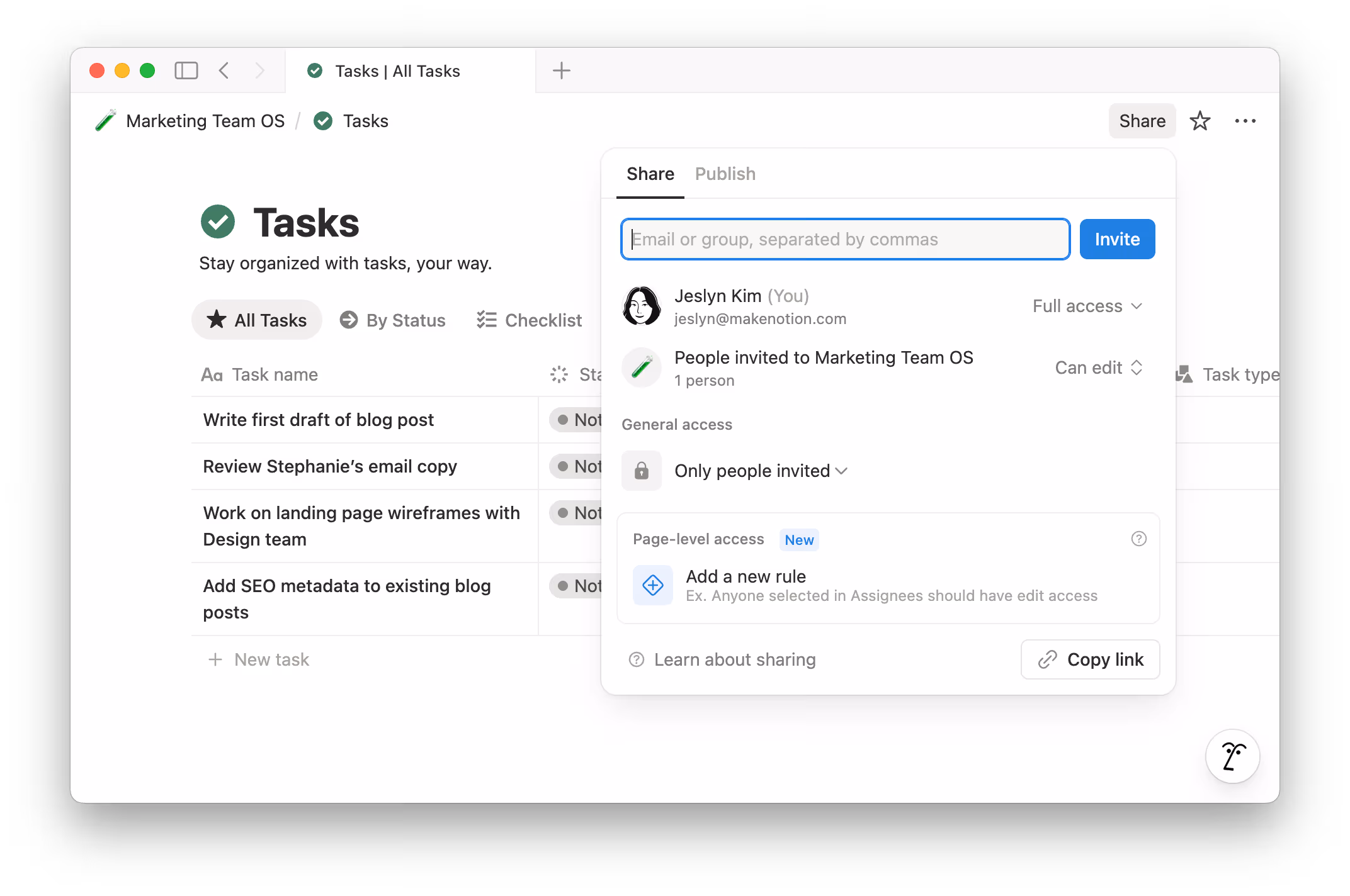 hc: create page level access rule