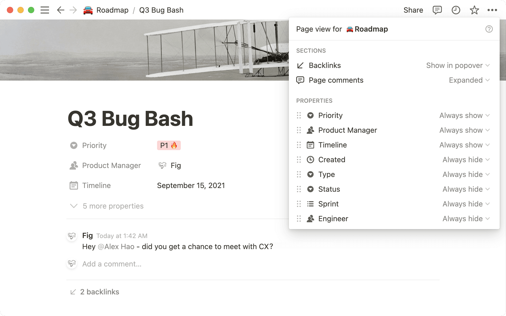 Customize database page